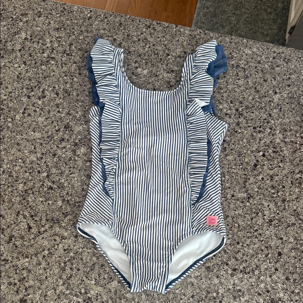 Striped Ruffle One-Piece Swimsuit